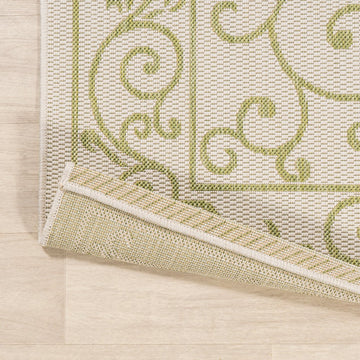 Charleston Vintage Filigree Textured Weave Indoor/outdoor Round Rug